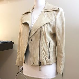 Lambskin Leather Cropped Moto Jacket size Medium